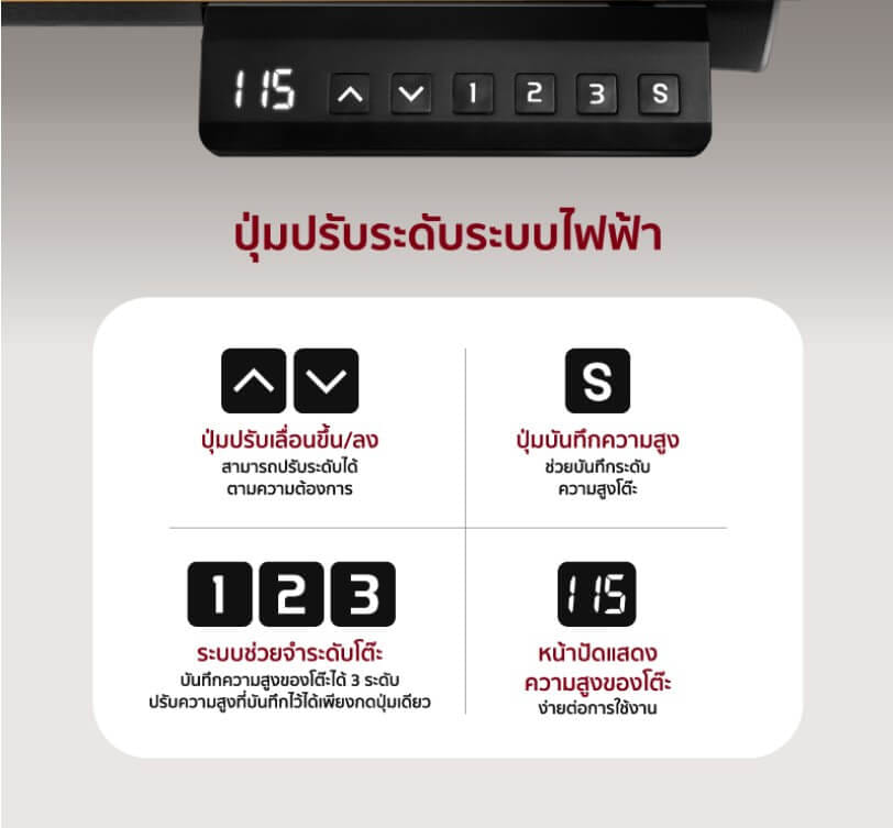 โต๊ะทำงานเพื่อสุขภาพ FENNIX รุ่น 160*80CM สีไม้สีเข้ม/สีดำ_4